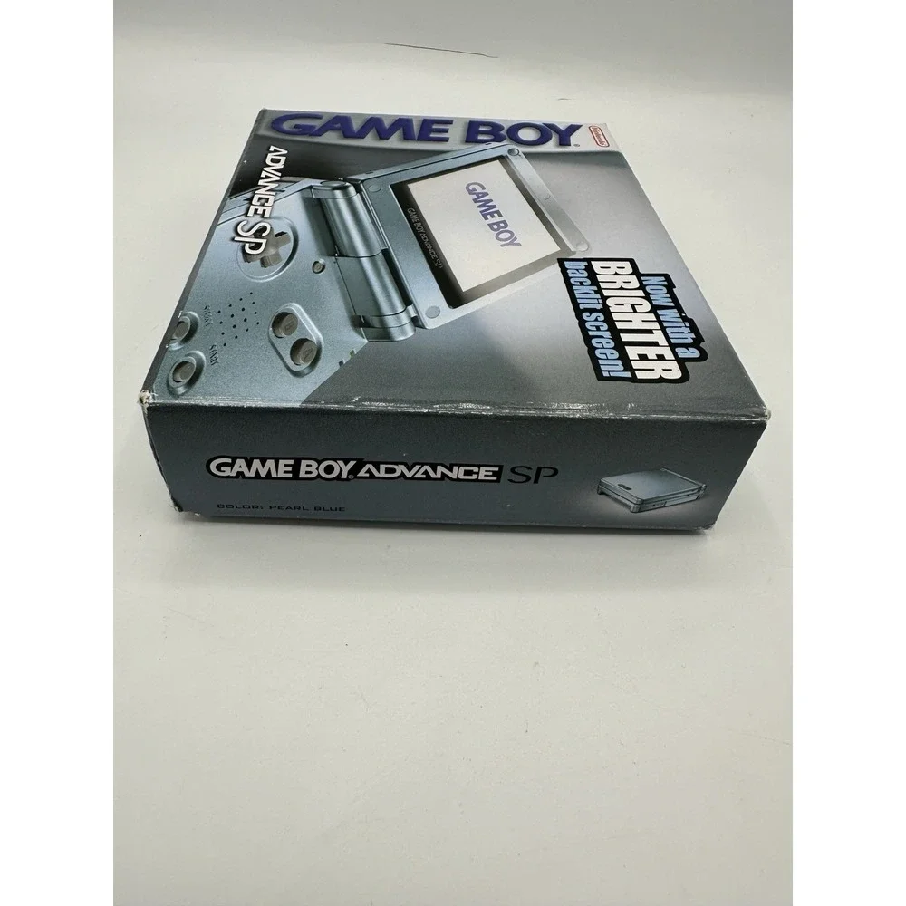 Game Boy Advance SP AGS-101 Pearl Blue w/ Box & Manuals Broken Screen